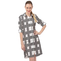 Seamless-stripe-pattern-lines Long Sleeve Mini Shirt Dress by Semog4