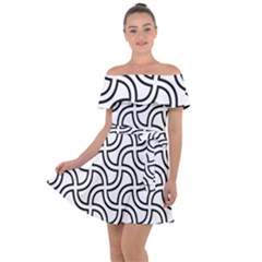 Pattern-monochrome-repeat- Off Shoulder Velour Dress by Semog4