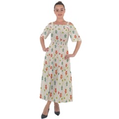 Floral-pattern-wallpaper-retro Shoulder Straps Boho Maxi Dress  by Semog4