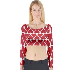 Hearts-pattern-seamless-red-love Long Sleeve Crop Top by Semog4