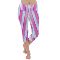 Geometric-3d-design-pattern-pink Lightweight Velour Capri Yoga Leggings by Semog4