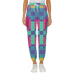 Checkerboard-squares-abstract--- Women s Cropped Drawstring Pants by Semog4