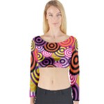 Abstract-circles-background-retro Long Sleeve Crop Top