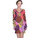 Abstract-circles-background-retro Long Sleeve Nightdress