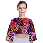 Abstract-circles-background-retro Tie Back Butterfly Sleeve Chiffon Top