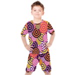 Abstract-circles-background-retro Kids  Tee and Shorts Set