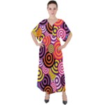 Abstract-circles-background-retro V-Neck Boho Style Maxi Dress