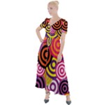 Abstract-circles-background-retro Button Up Short Sleeve Maxi Dress