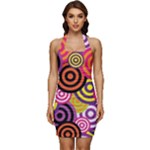 Abstract-circles-background-retro Sleeveless Wide Square Neckline Ruched Bodycon Dress