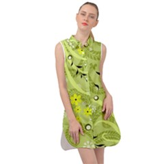 Seamless Pattern Green Garden Sleeveless Shirt Dress by Semog4