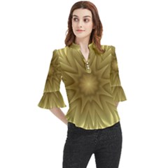 Background Pattern Golden Yellow Loose Horn Sleeve Chiffon Blouse
