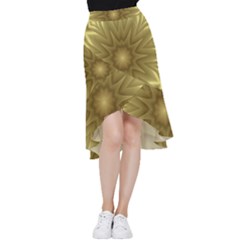 Background Pattern Golden Yellow Frill Hi Low Chiffon Skirt