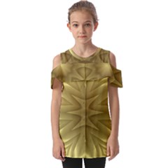 Background Pattern Golden Yellow Fold Over Open Sleeve Top
