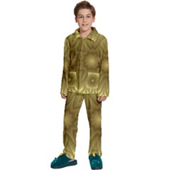 Background Pattern Golden Yellow Kids  Long Sleeve Velvet Pajamas Set by Semog4