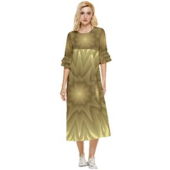 Background Pattern Golden Yellow Double Cuff Midi Dress