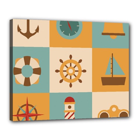 Nautical Elements Collection Canvas 20  X 16  (stretched)