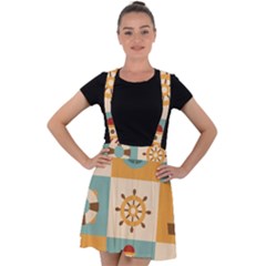 Nautical Elements Collection Velvet Suspender Skater Skirt