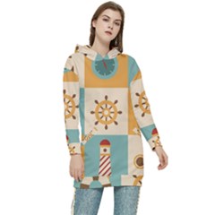 Nautical Elements Collection Women s Long Oversized Pullover Hoodie