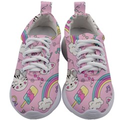 Beautiful Cute Animals Pattern Pink Kids Athletic Shoes by Semog4