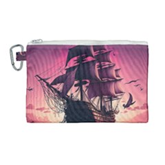 Ship Pirate Adventure Landscape Ocean Sun Heaven Canvas Cosmetic Bag (large) by Semog4