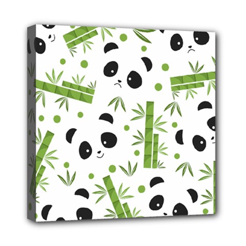 Giant Panda Bear Green Bamboo Mini Canvas 8  X 8  (stretched) by Salman4z