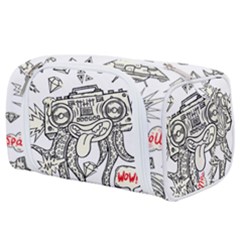 Drawing Clip Art Hand Painted Abstract Creative Space Squid Radio Toiletries Pouch by Salman4z