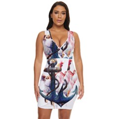 Anchor Watercolor Painting Tattoo Art Anchors And Birds Draped Bodycon Dress by Salman4z