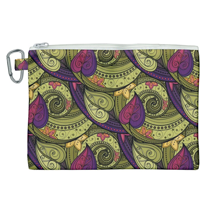 Pattern Vector Texture Style Garden Drawn Hand Floral Canvas Cosmetic Bag (XL)