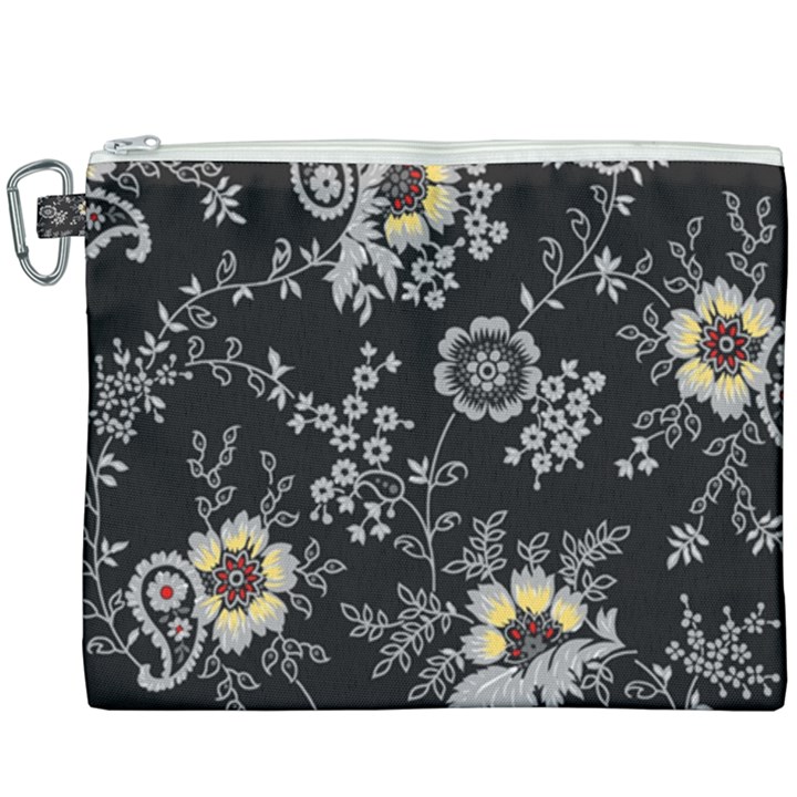 White And Yellow Floral And Paisley Illustration Background Canvas Cosmetic Bag (XXXL)