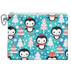 Blue Penguin Pattern Christmas Canvas Cosmetic Bag (xxl) by Salman4z