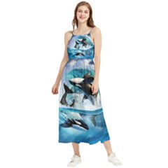 Orca Wave Water Underwater Boho Sleeveless Summer Dress