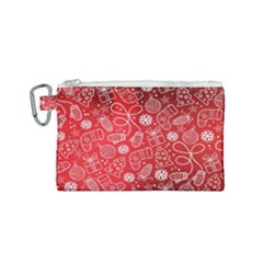 Christmas Pattern Red Canvas Cosmetic Bag (small)