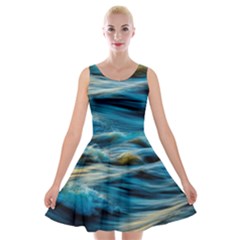 Waves Abstract Velvet Skater Dress by Salman4z
