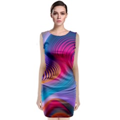 Colorful 3d Waves Creative Wave Waves Wavy Background Texture Sleeveless Velvet Midi Dress by Salman4z
