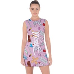 Medical Lace Up Front Bodycon Dress