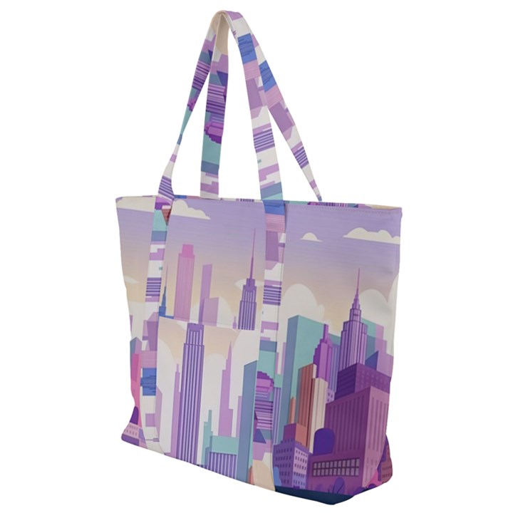 New York Skyline Cityscape Nyc New York City Zip Up Canvas Bag