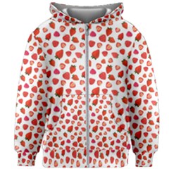 Watercolor Strawberry Kids  Zipper Hoodie Without Drawstring by SychEva