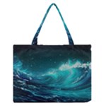 Tsunami Waves Ocean Sea Nautical Nature Water 7 Zipper Medium Tote Bag