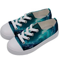 Tsunami Waves Ocean Sea Nautical Nature Water 7 Kids  Low Top Canvas Sneakers by Jancukart