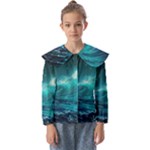 Tsunami Waves Ocean Sea Nautical Nature Water 7 Kids  Peter Pan Collar Blouse