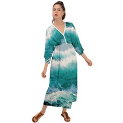 Waves Ocean Sea Tsunami Nautical 4 Grecian Style  Maxi Dress by Jancukart