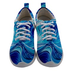 Tsunami Waves Ocean Sea Nautical Nature Abstract Blue Water Women Athletic Shoes by Jancukart