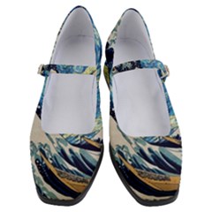 Starry Night Hokusai Van Gogh The Great Wave Off Kanagawa Women s Mary Jane Shoes by Sudheng