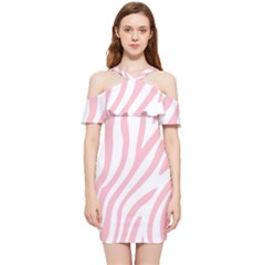 Pink Zebra Vibes Animal Print  Shoulder Frill Bodycon Summer Dress by ConteMonfrey