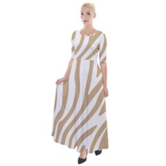 Brown Zebra Vibes Animal Print  Half Sleeves Maxi Dress by ConteMonfrey