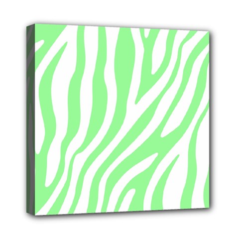 Green Zebra Vibes Animal Print  Mini Canvas 8  X 8  (stretched) by ConteMonfrey