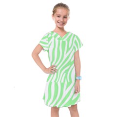 Green Zebra Vibes Animal Print  Kids  Drop Waist Dress by ConteMonfrey