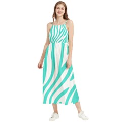 Blue Zebra Vibes Animal Print   Boho Sleeveless Summer Dress by ConteMonfrey