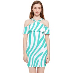 Blue Zebra Vibes Animal Print   Shoulder Frill Bodycon Summer Dress by ConteMonfrey
