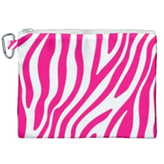 Pink Fucsia Zebra Vibes Animal Print Canvas Cosmetic Bag (xxl) by ConteMonfrey
